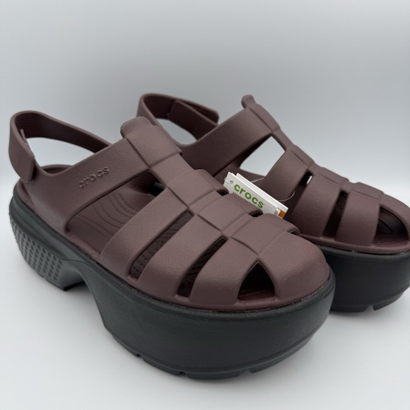 NEW WITH TAGS CROCS Stomp Fisherman Unisex Sandals In Mocha M7/W9 - Picture 4 of 7